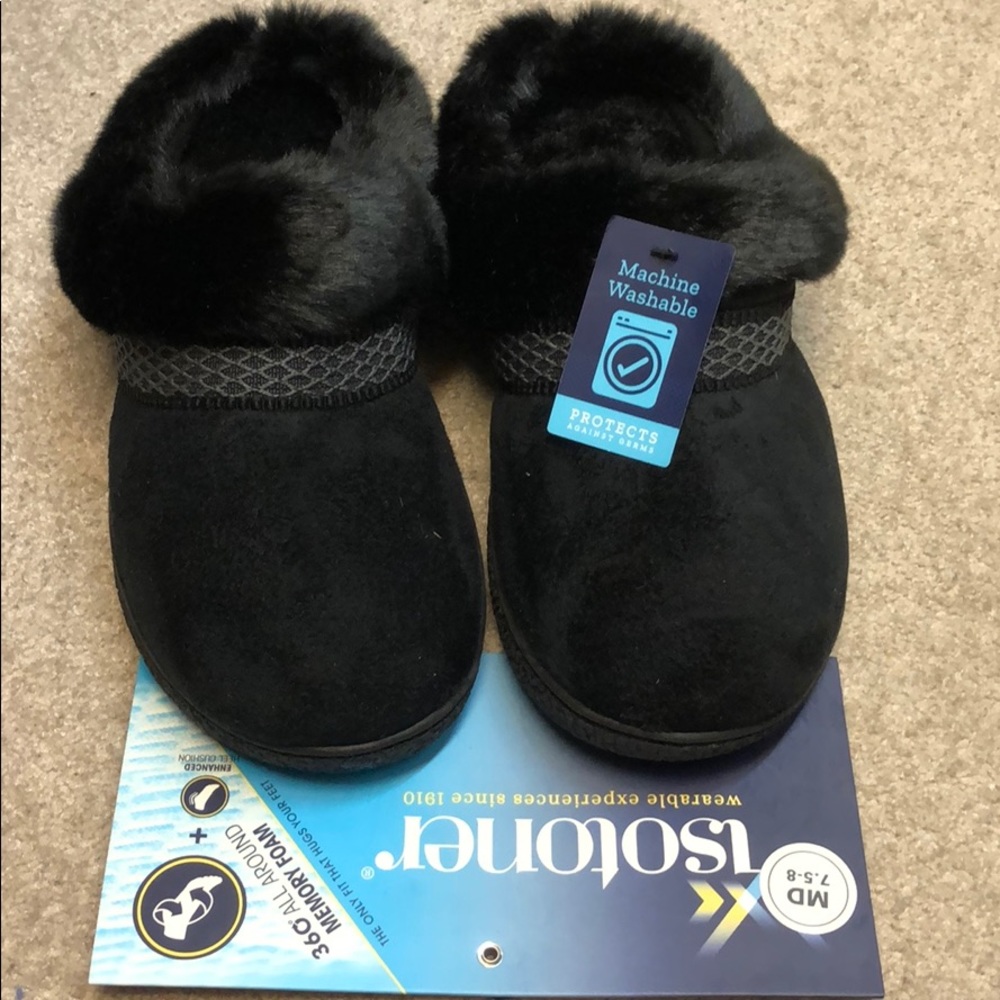 New, Isotoner Brand black slippers : house shoes